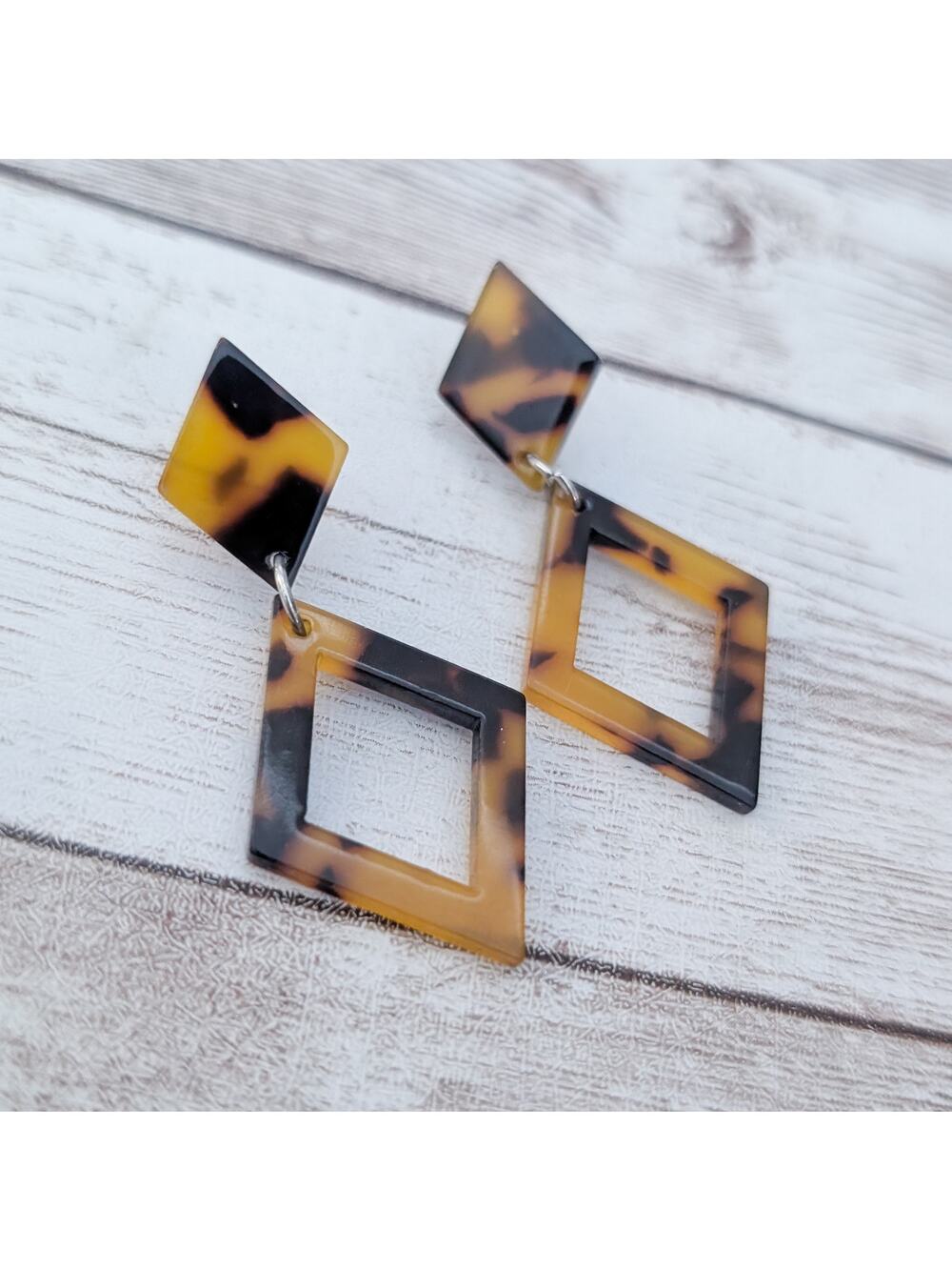 Vintage Stud Earrings Brown Tones Retro Design Dangle Earrings